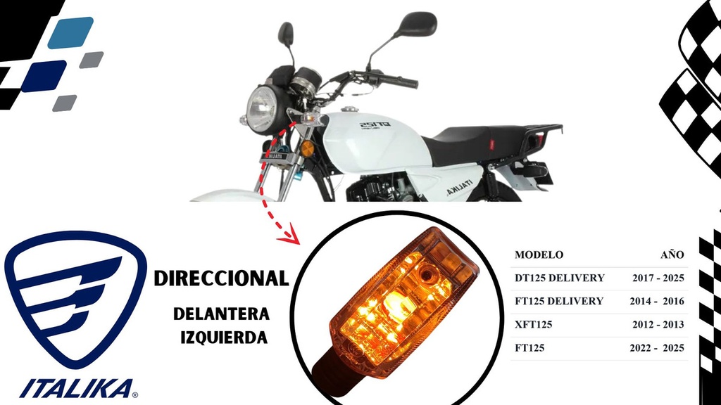 Direccional Del Izq Dt125 Clasica, Dt125 Delivery