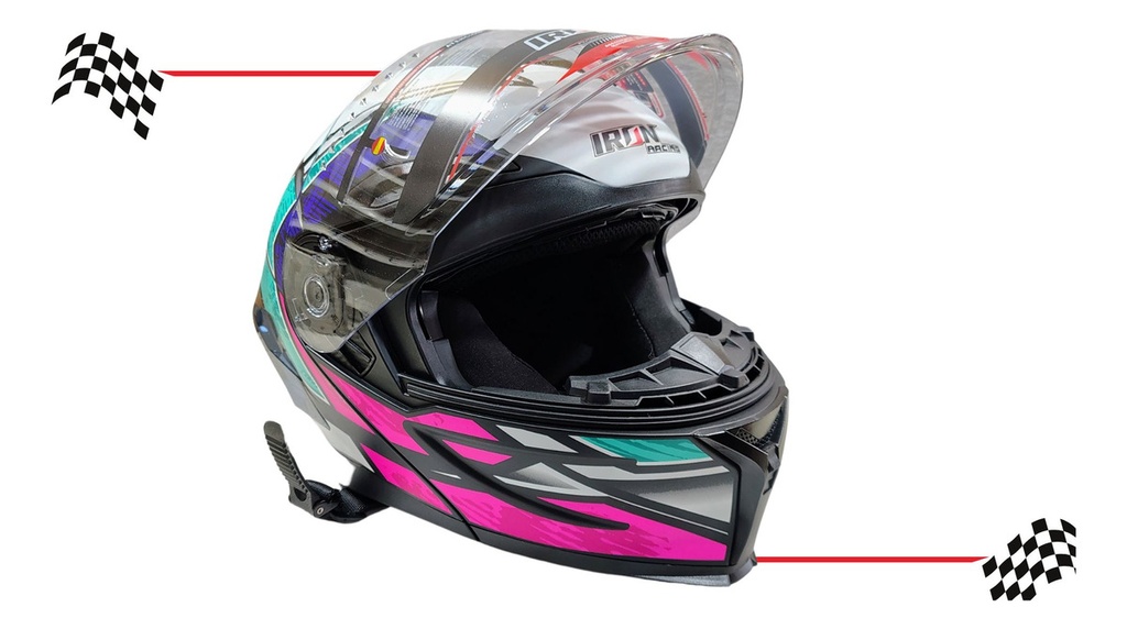 Casco Abatible Iron Racing Tretech Doble Mica Cert Dot