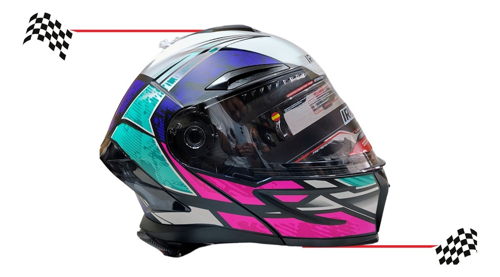 Casco Abatible Iron Racing Tretech Doble Mica Cert Dot