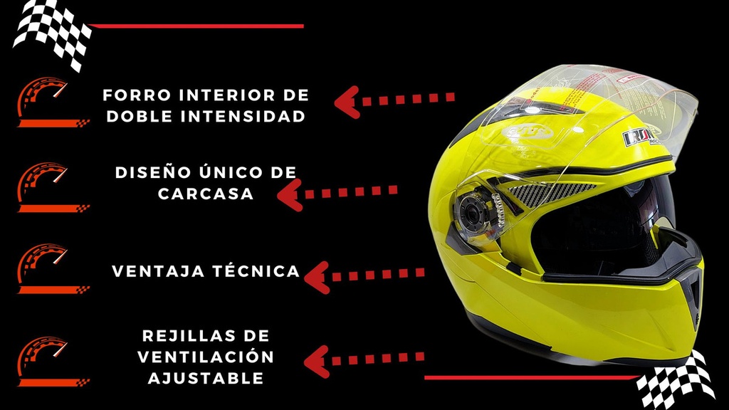 Casco Abatible Iron Racing Dot  Ir-105 Doble Mica