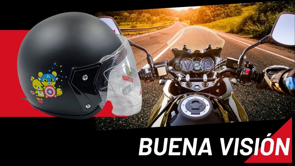 Casco Abatible Infantil Negro Mate Grafico Capitan America