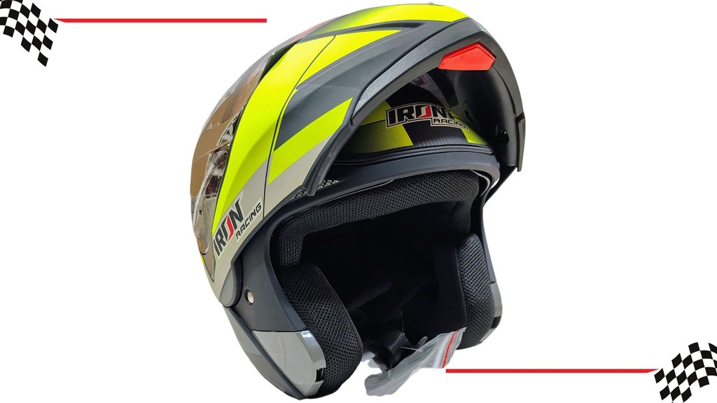 Casco Abatible Iron Racing Ir-105 Doble Mica Dot D