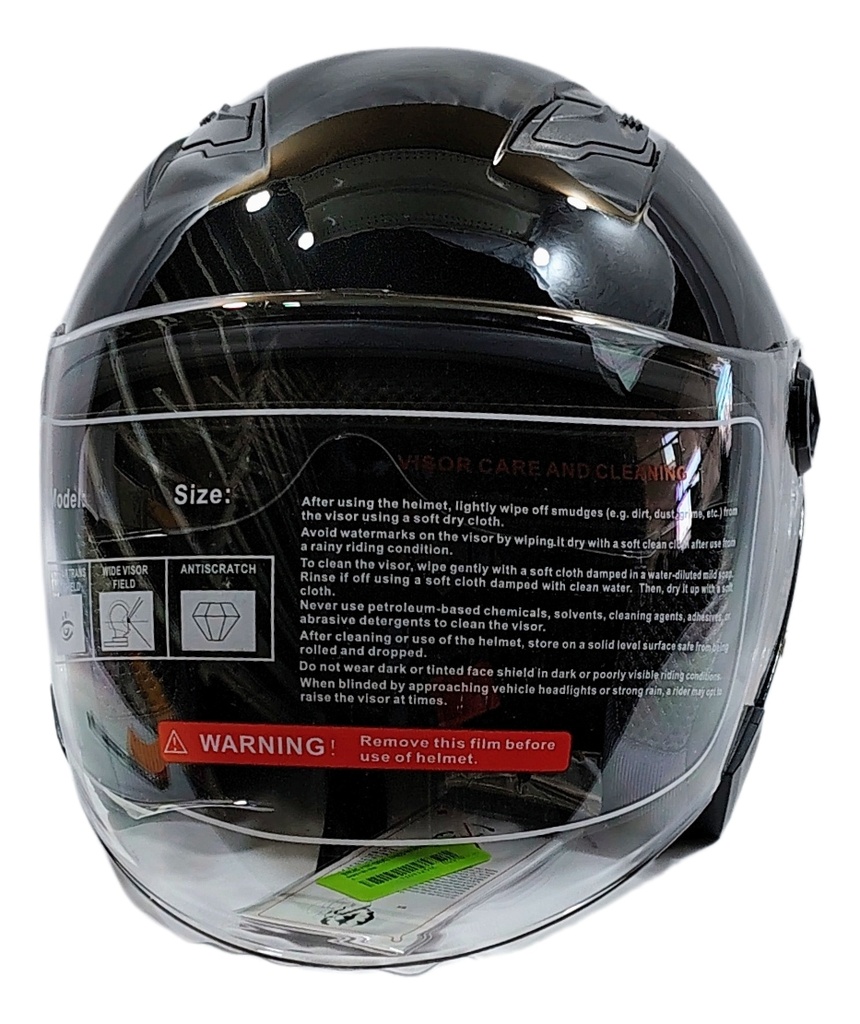 Casco Genérico Abierto Con Doble Visor Negro