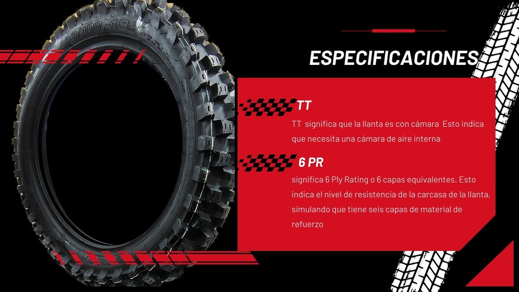 Llanta Moto 100/100-18 Tt 6pr