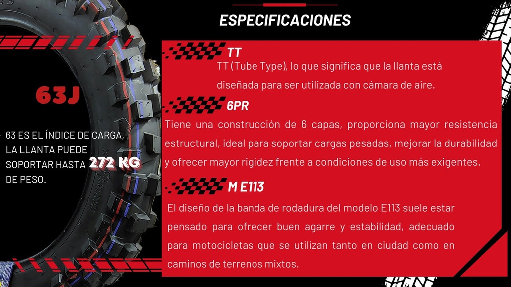 Llanta Moto Matsuma 4.60-18 8pr Tt 272kg 63j