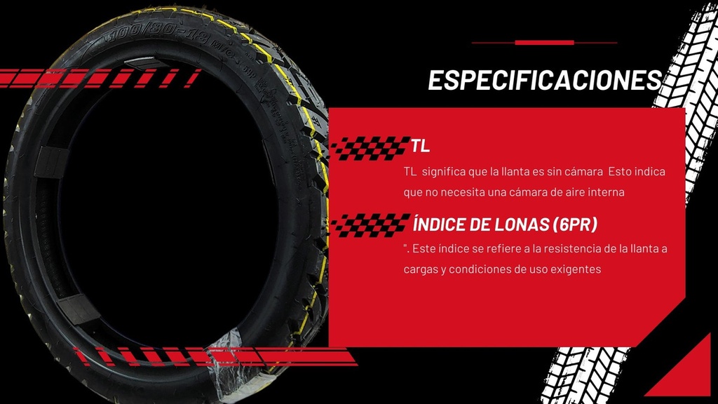 Llanta Moto Motoking 100/80-18 Tl 8pr 59p 243 Kg