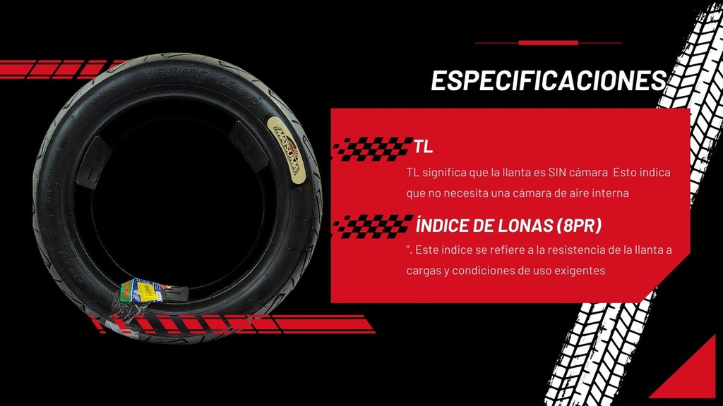 Llanta Moto Matsuma St-066b-01 120/70-12 Tl 236kg 58p