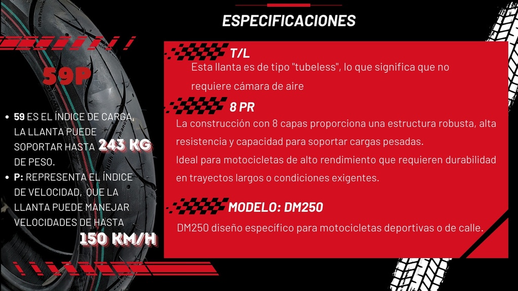 Llanta Moto 110/70-17 Tl 8pr F-561-01 Matsuma 59p 243kg