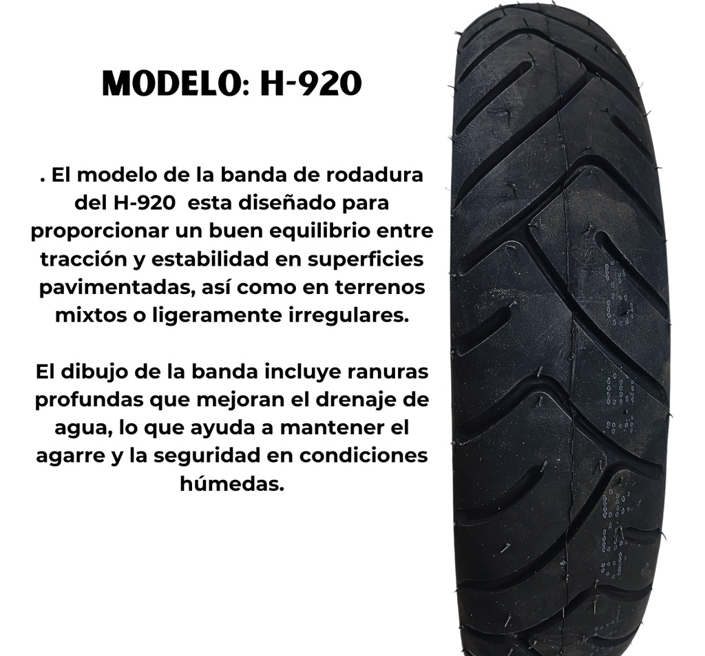 Llanta Moto Chao 3.00-10 4pr Tl H920 42j Alta Resistencia