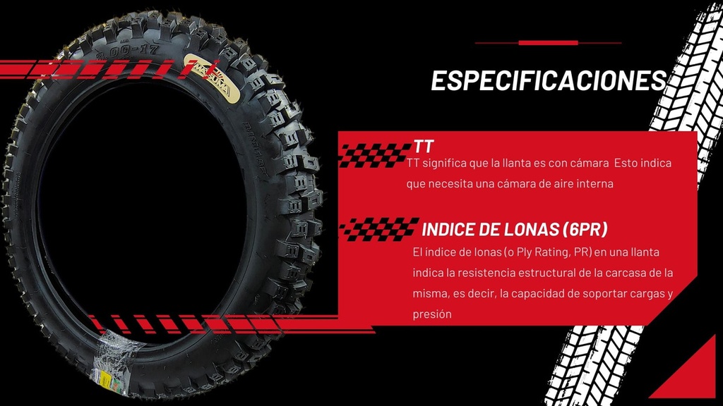 Llanta Matsuma 3.00-17 St-887-01 Tt 6pr Resistente Y Segura