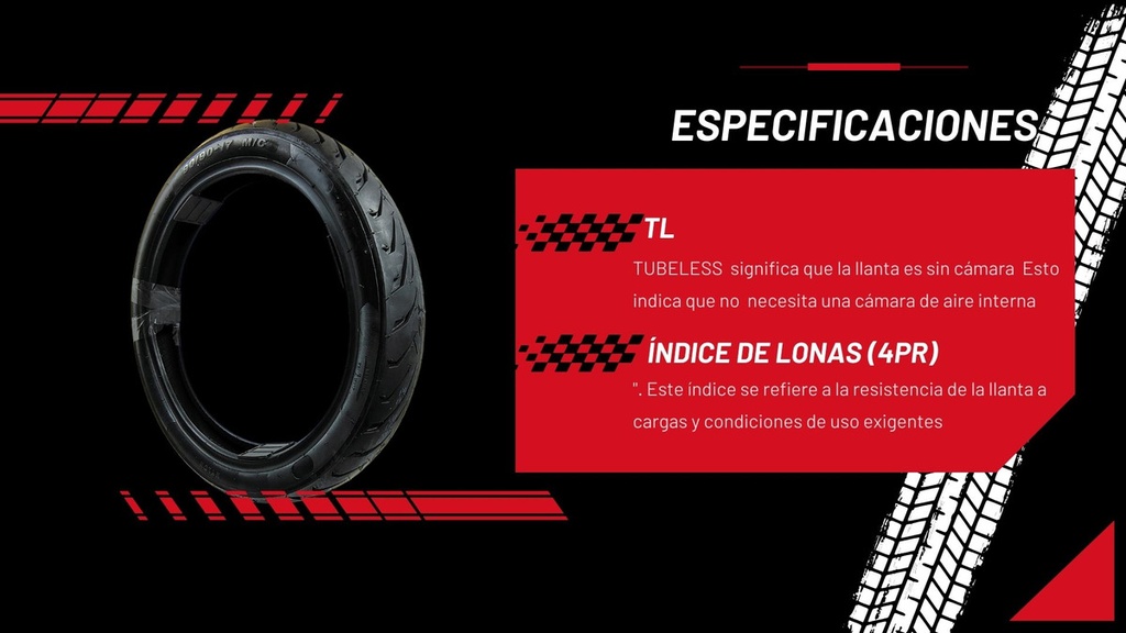 Llanta Th-458-01 90/90-17 Tubeless 4pr 49p Para Moto