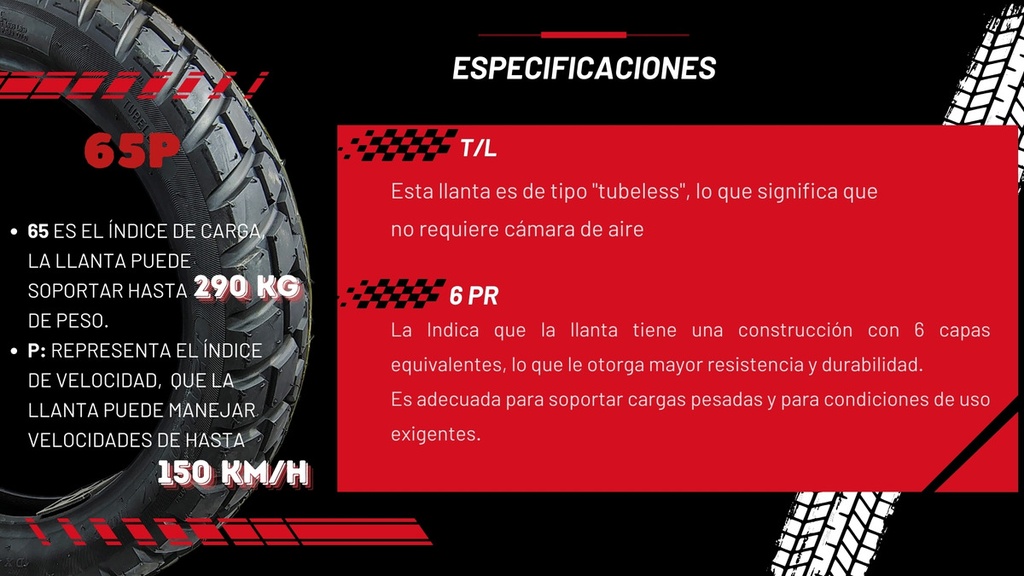 Llanta Moto Motoking 120/90-17 T/l 6pr 65p D025