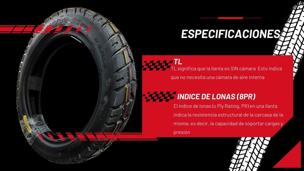 Llanta Matsuma 110/90-16 Tubeless St-078-02 8pr 65p Moto