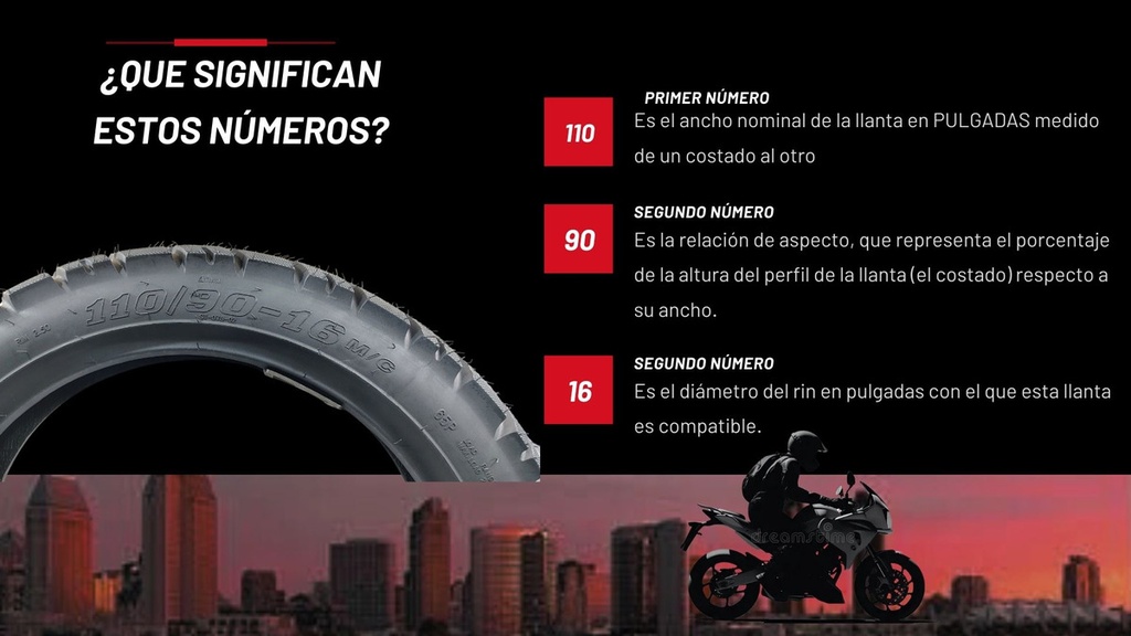Llanta Matsuma 110/90-16 Tubeless St-078-02 8pr 65p Moto