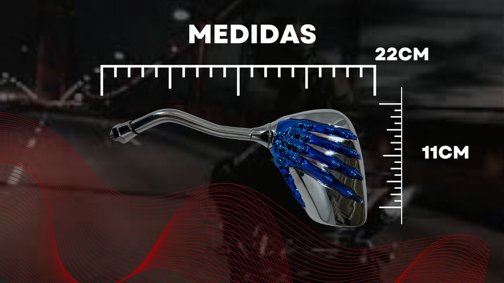 Espejo Moto Retrovisor Cromado Mano Esqueleto