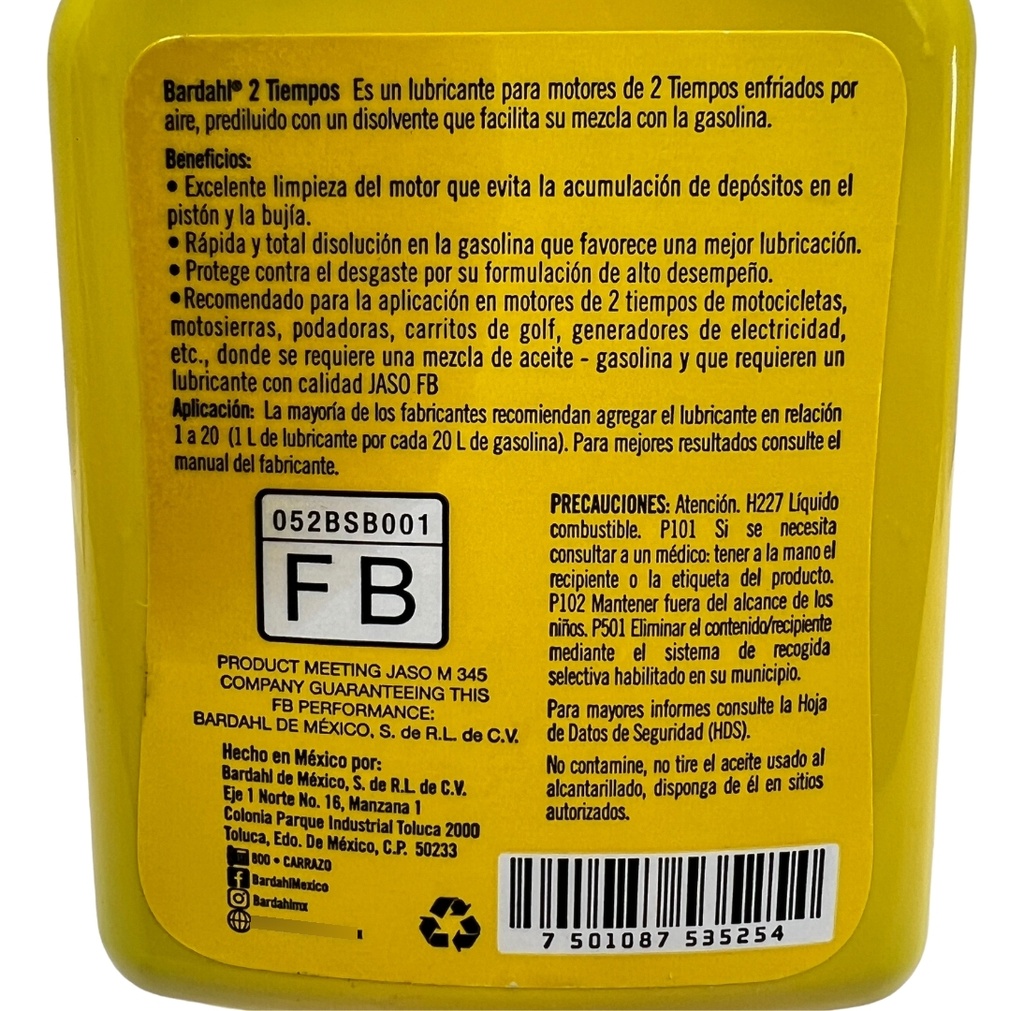 Aceite Bardahl Motos 2t Jaso Fb 250ml