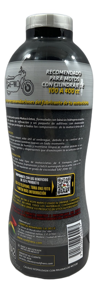 Aceite Roshfrans 4t Jaso 20w50 Moto 1l =rs-16942