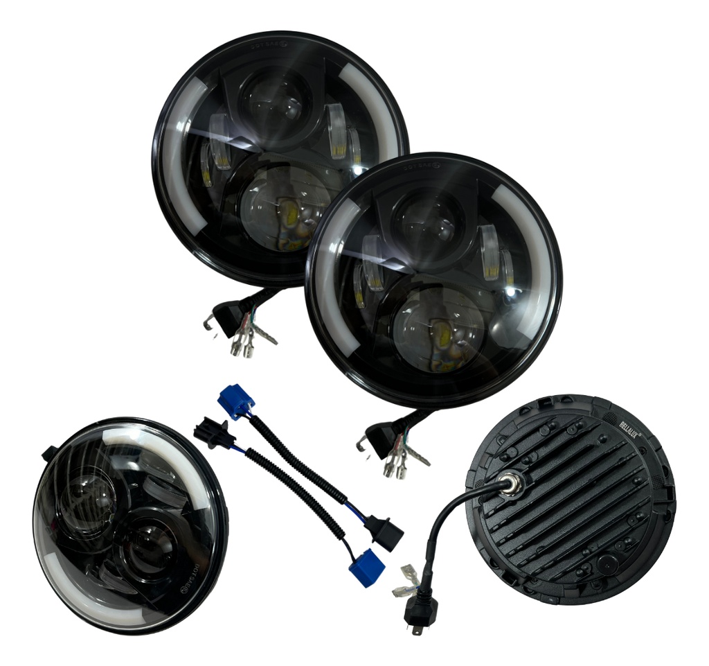 Par Faro Delantero 7  Redondo Led Ojo Angel Lupa 6500*2