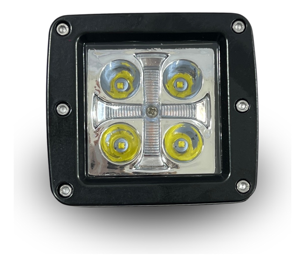 Faro Moto Cuadrado 4led Blanco Bi Color Estrobo