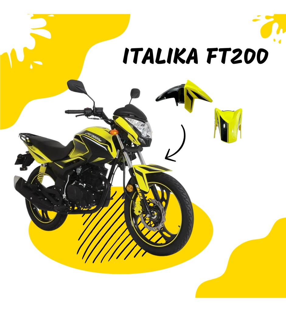 Salpicadera Delantera Moto Para Italika Ft200 Amarillo/negro