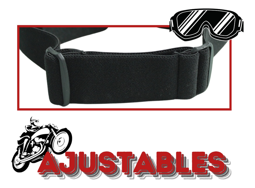 Googles Ajustables  Para Moto Deportivo Negro Brillante