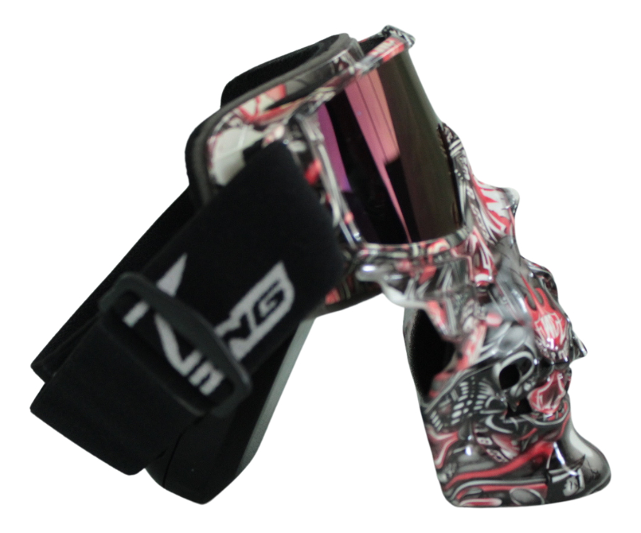 Goggles Para Moto  Máscara Calavera   Con Diseño Negro/rojo