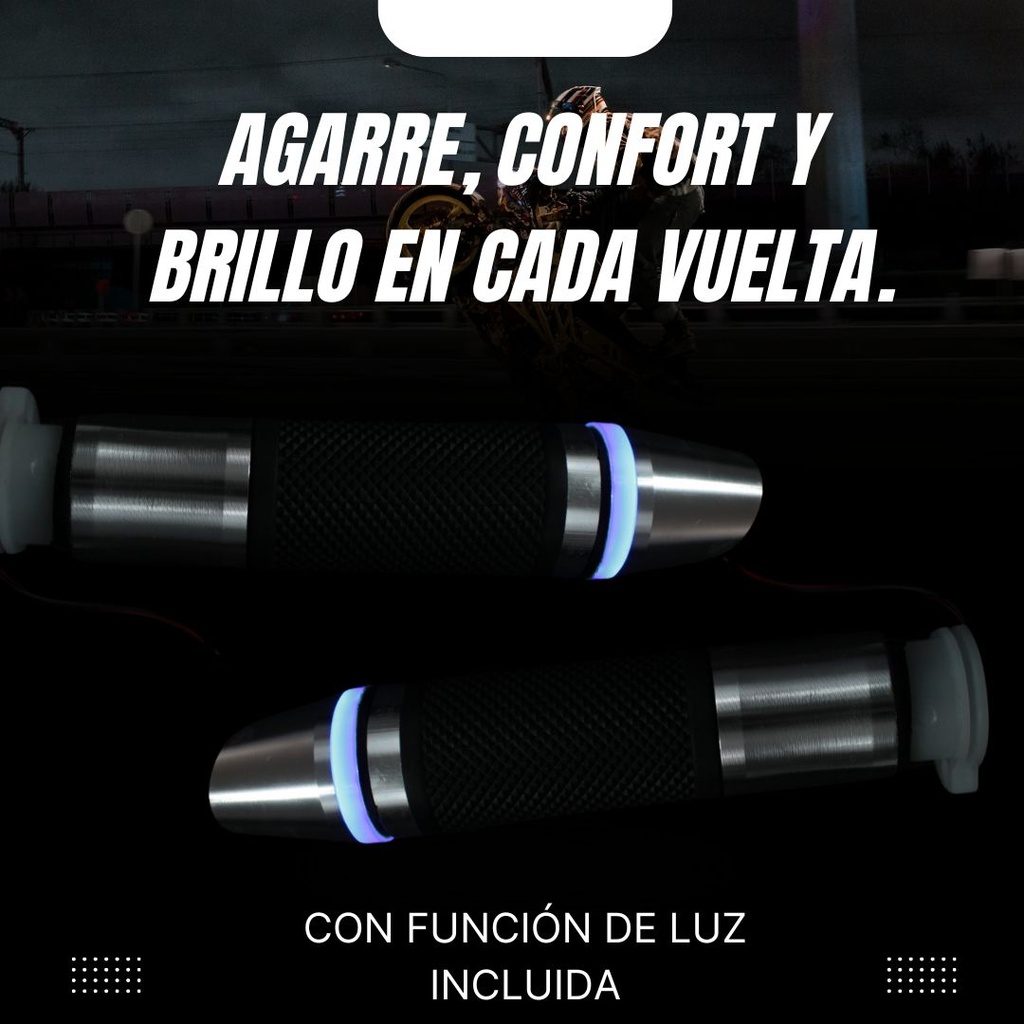 Juego De Puños Aluminio Para Moto Universal Con Luz Led