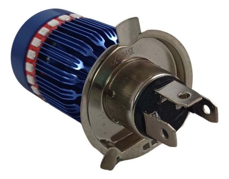 Foco Moto Base  H4 3 Led Blanco Efecto Rojo Y Azul