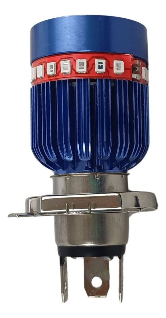 Foco Moto Base  H4 3 Led Blanco Efecto Rojo Y Azul