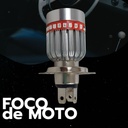 Foco Moto Base  H4 3 Led Blanco Efecto Rojo Y Azul