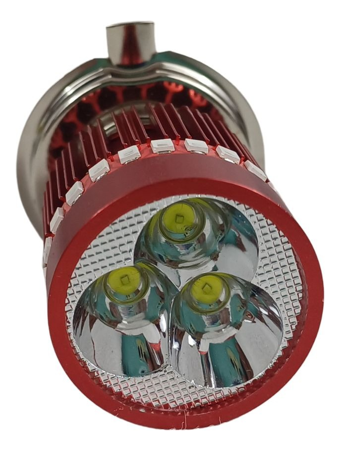 Foco Moto Base  H4 3 Led Blanco Efecto Rojo Y Azul