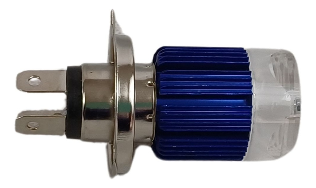 Foco Moto Bronx H4 3 Led Blanco/efecto Azul Y Rojo Aluminio