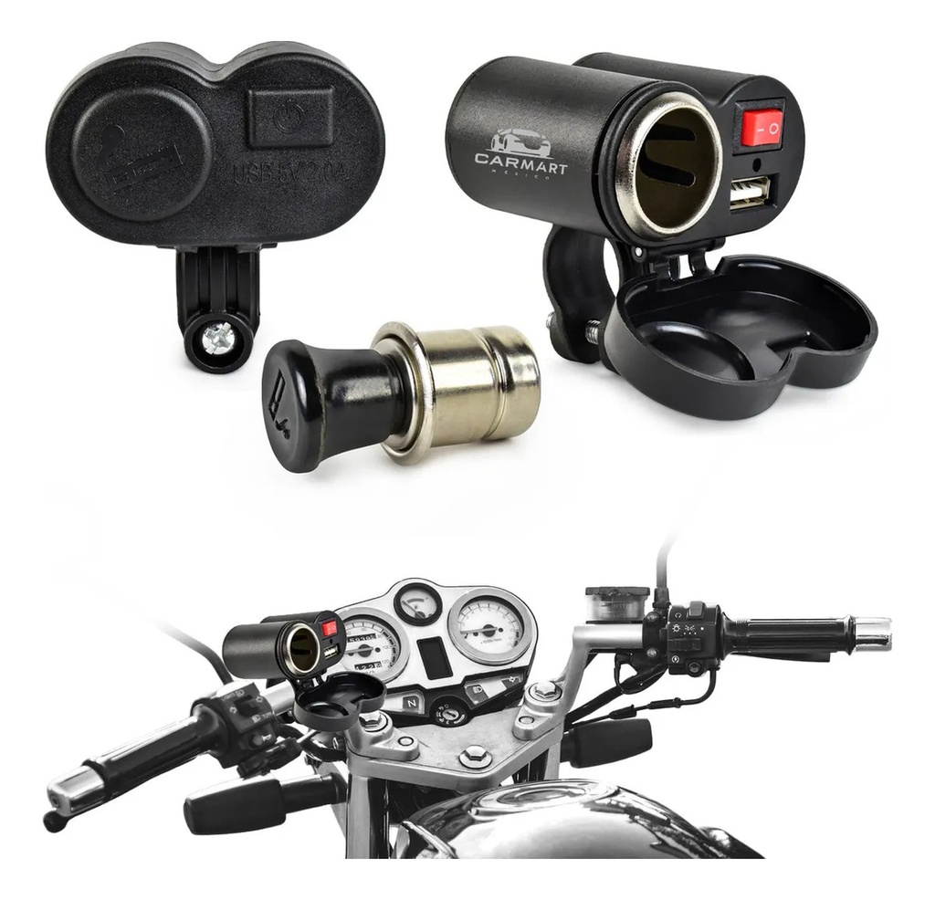 Encendedor Y Cargador  Para Moto Con Entrada Usb