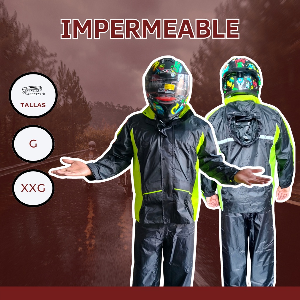 IMPERMEABLE CON PANTALON VERDE XL
