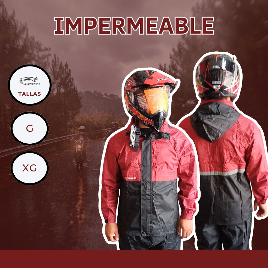 IMPERMEABLE C/PANTALON (2PZ) VINO  TALLA G
