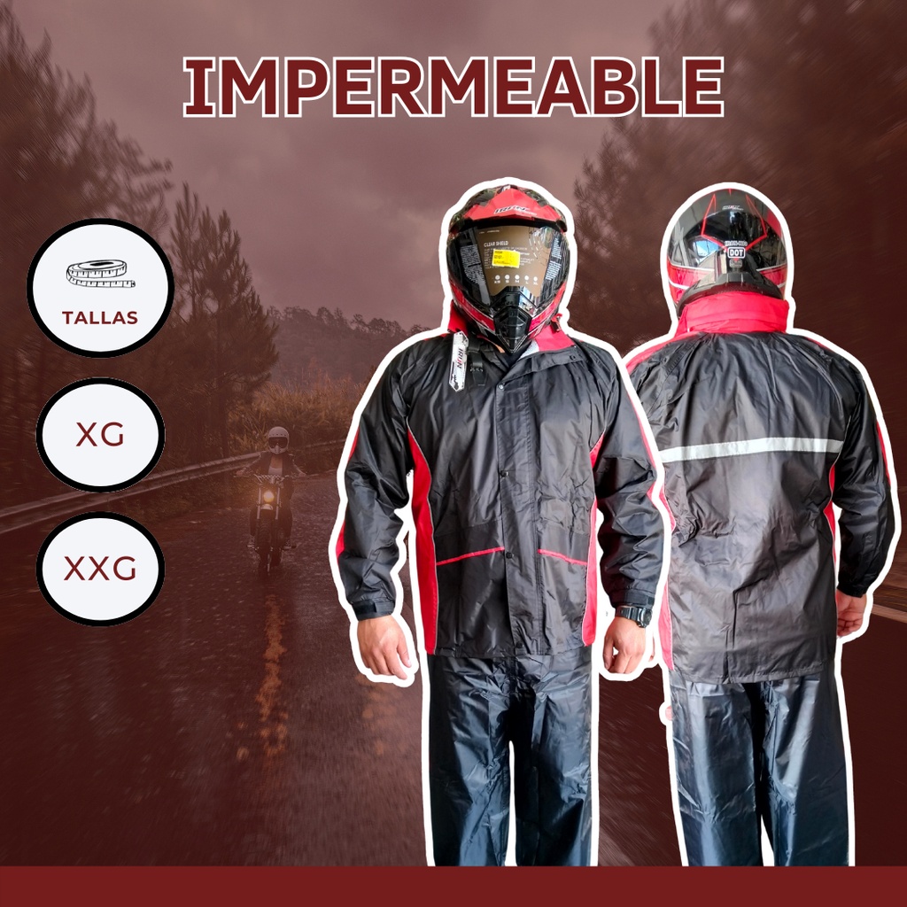 IMPERMEABLE CON PANTALON ROJO XL