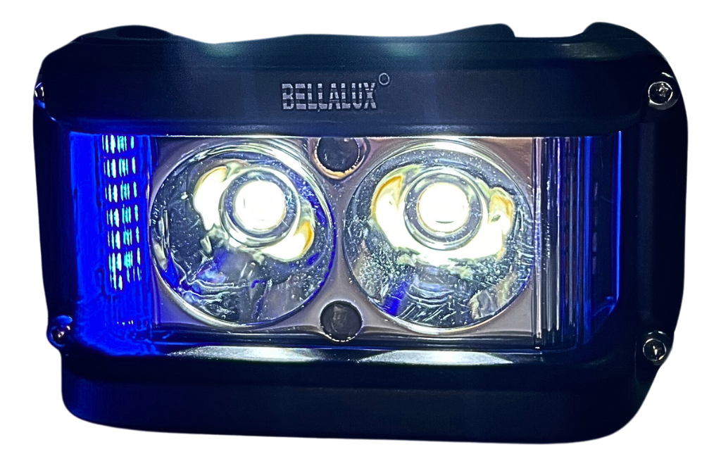 FARO AUXILIAR MOTO HYPERLED CON ALARMA LUZ ROJA 20W 4200LM