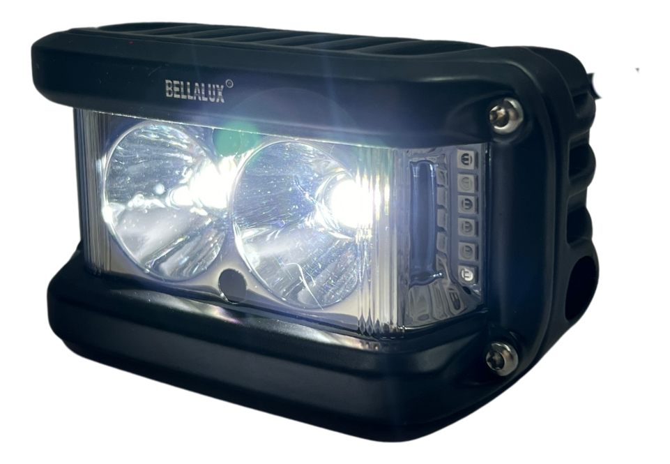 FARO AUXILIAR MOTO HYPERLED CON ALARMA LUZ ROJA 20W 4200LM