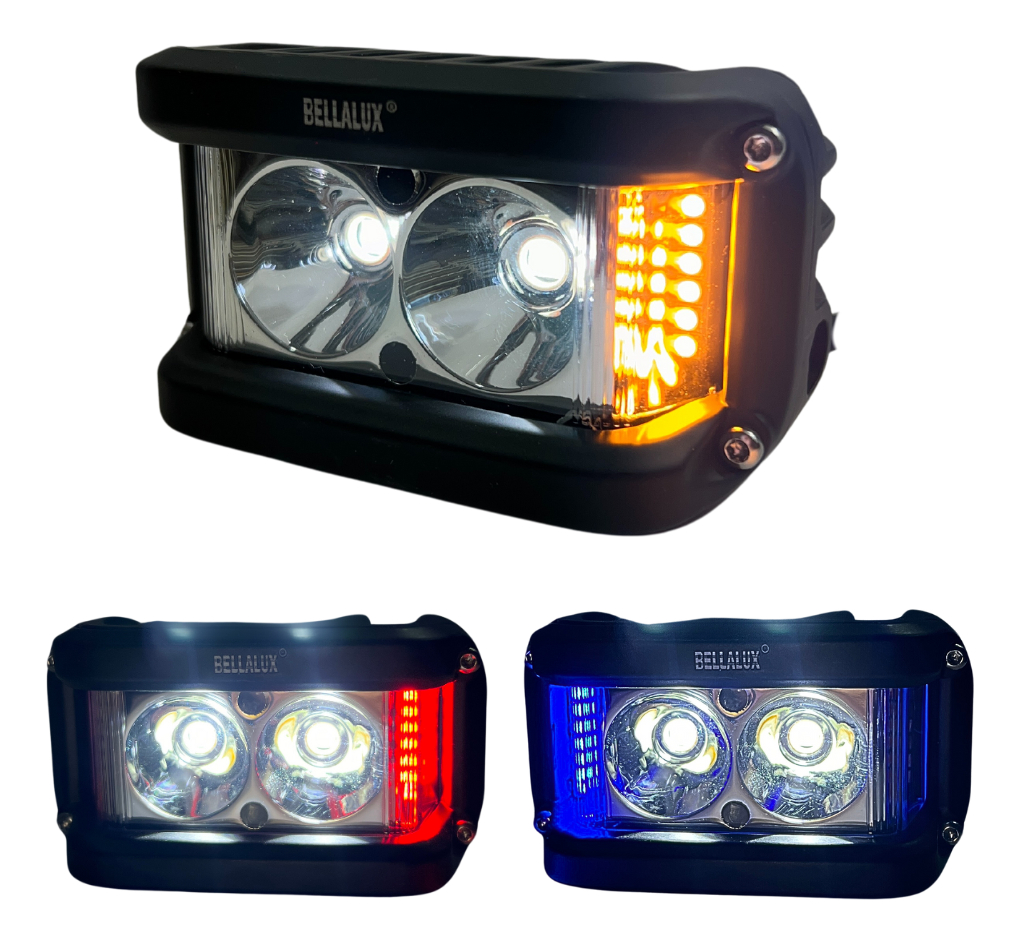FARO AUXILIAR MOTO HYPERLED CON ALARMA LUZ ROJA 20W 4200LM
