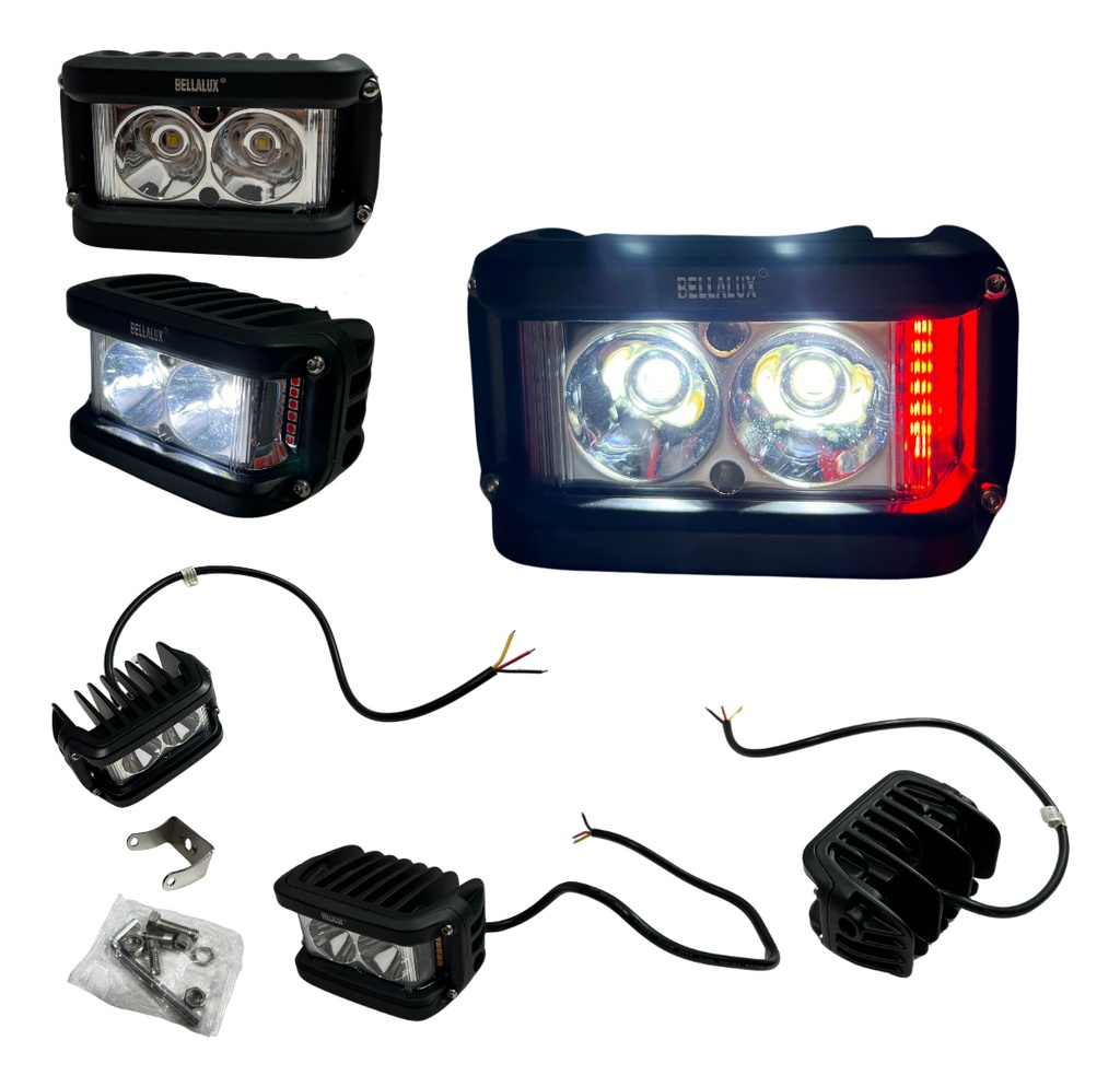 FARO AUXILIAR MOTO HYPERLED CON ALARMA LUZ ROJA 20W 4200LM