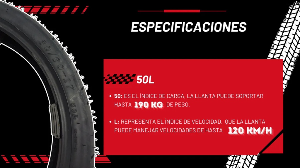 LLANTA MATSUMA 80/90-17 T/L 50L 6PR 190KG