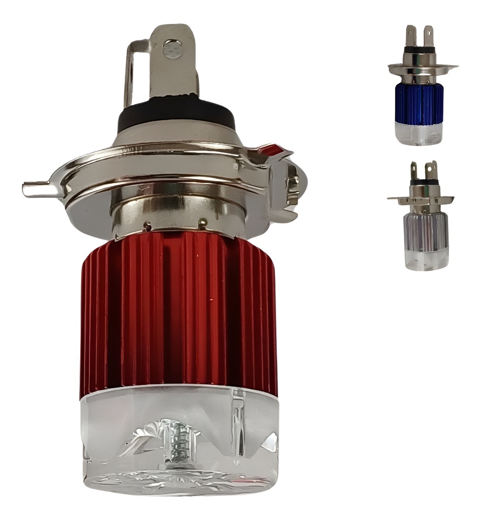 FOCO MOTO BRONX H4 3 LED BLANCO ALUMINIO BASE PLATA