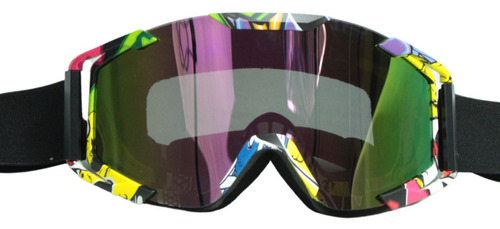 Goggles Para Moto Premium Diseño Multicolor Ajustables Lente Lila