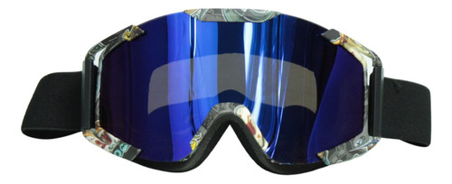 Goggles Para Moto Premium Diseño Multicolor Ajustables Lente Azul
