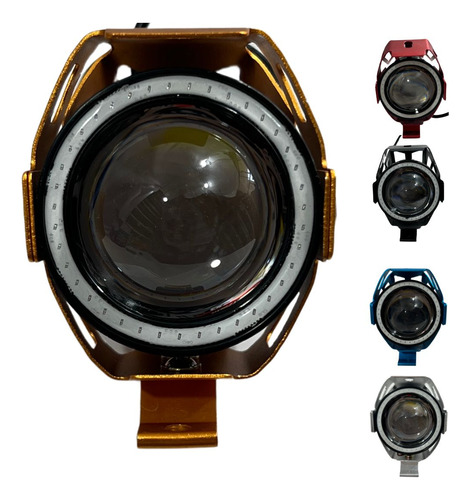 FARO AUX DORADO HYPERLED LUPA ROJO ANGEL 6000K