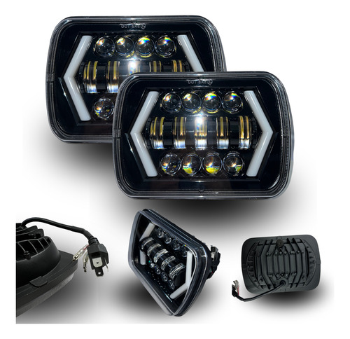 FARO JGO 7" DEL. CUADRADO LED OJO ANGEL FLECHA