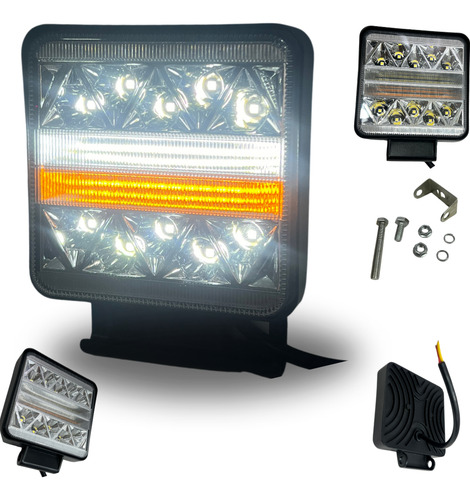 [EN-FL07] FARO LED CUADRADO 22LED BLANCO 12 COLOR ESTROBO 1PZA