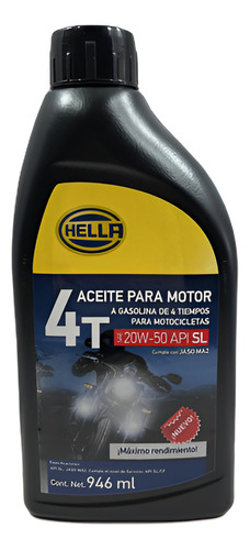 ACEITE MINERAL HELLA MOTO 4T 20W-50 SL 1L