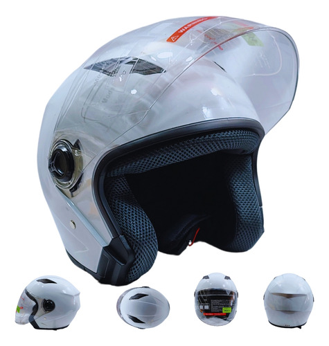 CASCO 3/4 DOBLE MICA MOD. EUROPEO BLANCO L