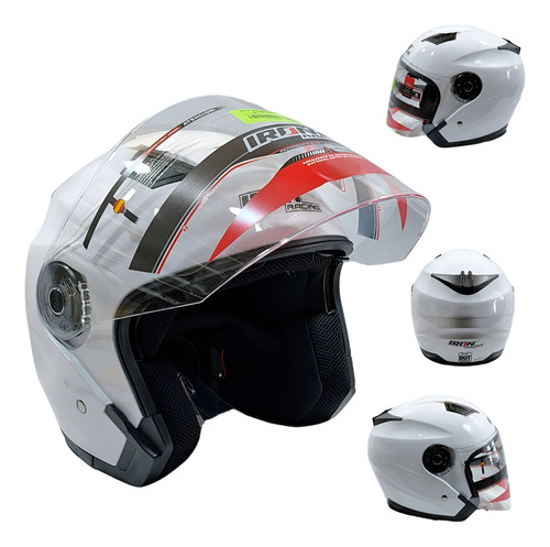 CASCO 3/4 DOBLE MICA MOD. EUROPEO BLANCO M